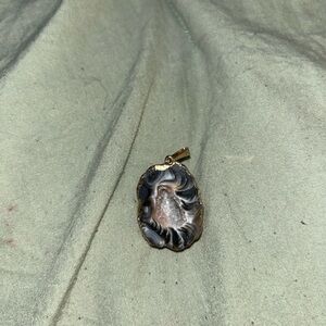 Black and Gold Swirl Pendant Necklace